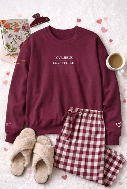 Love Jesus, Love People Sweatshirt | minimalist text crewneck